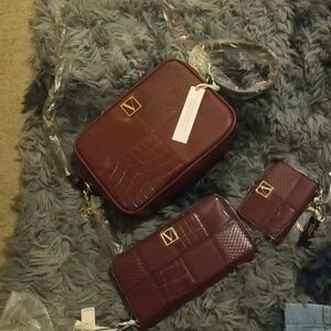 Victoria's Secret Croc Colorblock Crimson Pocket Crossbody Purse - NWT
